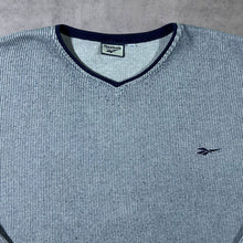 Load image into Gallery viewer, Vintage Reebok Embroidered Mini Logo Ribbed Grey V-Neck Sweatshirt

