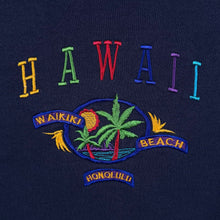 Load image into Gallery viewer, Vintage Hawaii "Waikiki Beach Honolulu" Embroidered Tourist Navy Blue Sweatshirt
