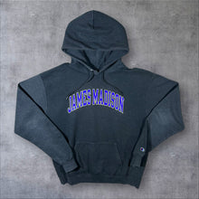Load image into Gallery viewer, Champion "James Madison" College Spellout Graphic Dark Grey Hoodie
