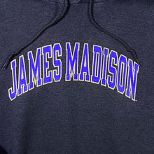 Load image into Gallery viewer, Champion "James Madison" College Spellout Graphic Dark Grey Hoodie
