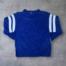 Load image into Gallery viewer, NFL Indianapolis Colts Football Embroidered Patch Logo Blue 1/4 Zip Fleece Sweatshirt
