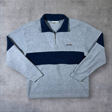 Load image into Gallery viewer, Early 00's Ellesse Embroidered Mini Logo Grey Navy Blue 1/4 Zip Fleece Sweatshirt
