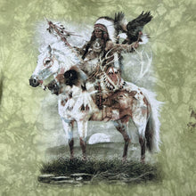 Load image into Gallery viewer, The Mountain Native American Horse Graphic Green Tie Dye Cotton T-Shirt
