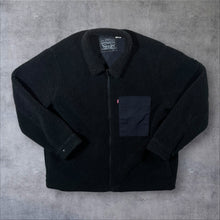 Load image into Gallery viewer, Levi's Red Tab Black Sherpa Deep Pile Fleece Zip Bomber Jacket
