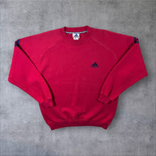 Load image into Gallery viewer, Vintage Adidas Three Stripe Embroidered Mini Logo Red Crewneck Sweatshirt
