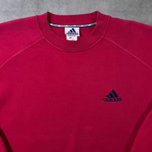 Load image into Gallery viewer, Vintage Adidas Three Stripe Embroidered Mini Logo Red Crewneck Sweatshirt
