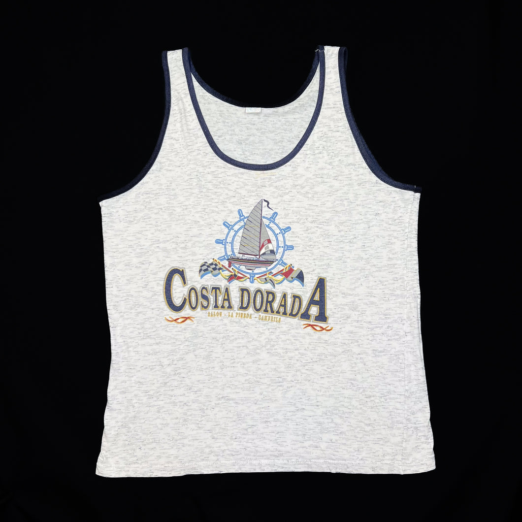 COSTA DORADA Nautical Souvenir Graphic Spellout Vest T-Shirt