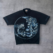 Load image into Gallery viewer, Early 00's Freewear Goth Y2K Dragon Tiger Yin Yang Black Polyester Shirt

