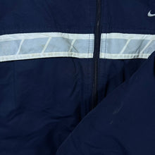 Load image into Gallery viewer, Early 00's Nike Classic Navy Blue Mini Logo Fleece Lined Windbreaker Bomber Jacket
