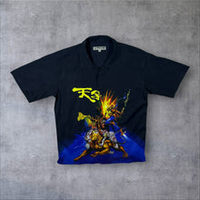 Load image into Gallery viewer, Early 00's Overgame Goth Y2K Fantasy Graphic Black Polyester Short Sleeve Shirt

