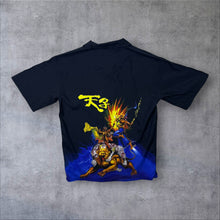 Load image into Gallery viewer, Early 00's Overgame Goth Y2K Fantasy Graphic Black Polyester Short Sleeve Shirt
