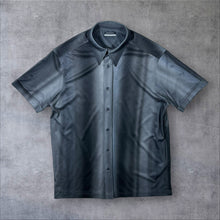 Load image into Gallery viewer, Early 00's Clockhouse C&amp;A Goth Y2K Grey Mix Patterned Polyester Short Sleeve Shirt
