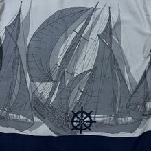 Load image into Gallery viewer, Early 00's Manchester Nautical Ship Graphic Grey 100% Silk Short Sleeve Shirt
