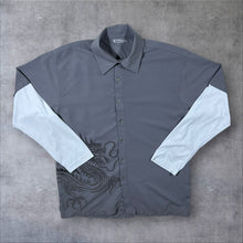 Load image into Gallery viewer, Early 00's Identic Goth Y2K Dragon Graphic Grey Layered Long Sleeve Shirt
