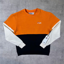 Load image into Gallery viewer, FILA Mini Logo Orange Black White Colour Block Crewneck Sweatshirt
