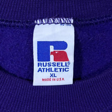 Load image into Gallery viewer, Vintage Russell Athletic "Riverside Warriors" College Made In USA Purple Sweatshirt
