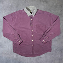 Load image into Gallery viewer, Vintage Field Gear Washed Burgundy Red Contrast Collar Button-Down Long Sleeve Shirt
