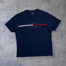 Load image into Gallery viewer, Tommy Hilfiger Classic Embroidered Big Logo Spellout Graphic Navy Blue T-Shirt
