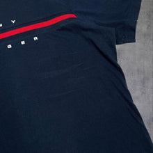 Load image into Gallery viewer, Tommy Hilfiger Classic Embroidered Big Logo Spellout Graphic Navy Blue T-Shirt
