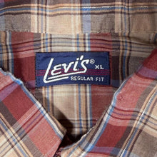 Load image into Gallery viewer, Vintage Levi's "Regular Fit" Western Style Plaid Check Popper Long Sleeve Shirt
