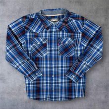 Load image into Gallery viewer, Levi's Western Style Blue Plaid Check Cotton Popper Long Sleeve Shirt
