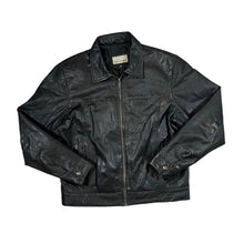 Load image into Gallery viewer, Vintage ATTRACTION Original Outerwear Classic Black Genuine Real Leather Zip Bomber Jacket
