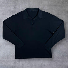 Load image into Gallery viewer, Vintage St Michael Marks &amp; Spencer Classic Black Long Sleeve Cotton Polo Shirt
