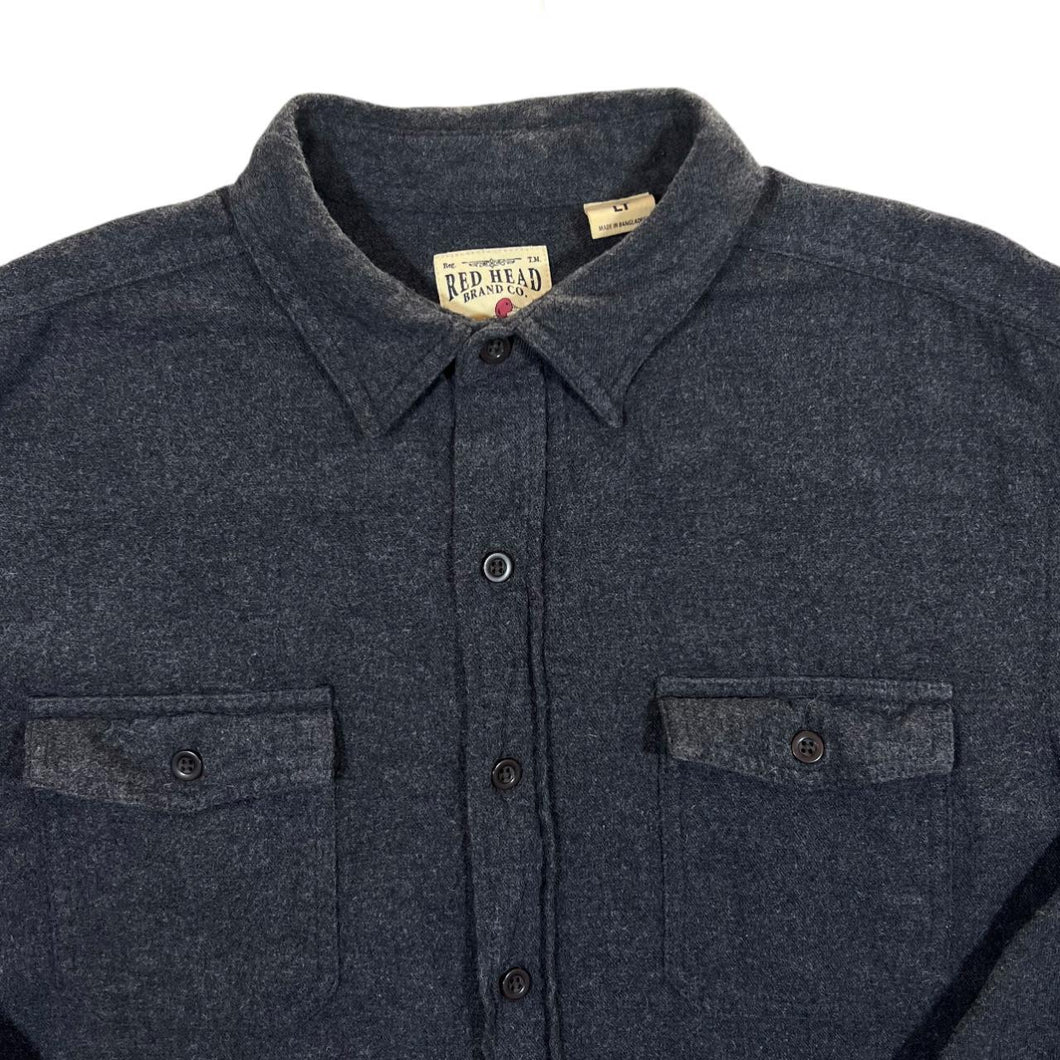 Red Head Classic Dark Grey Cotton Flannel Long Sleeve Shirt