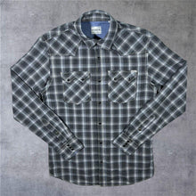 Load image into Gallery viewer, Jack &amp; Jones Western Black Grey White Plaid Check Long Sleeve Popper Shirt
