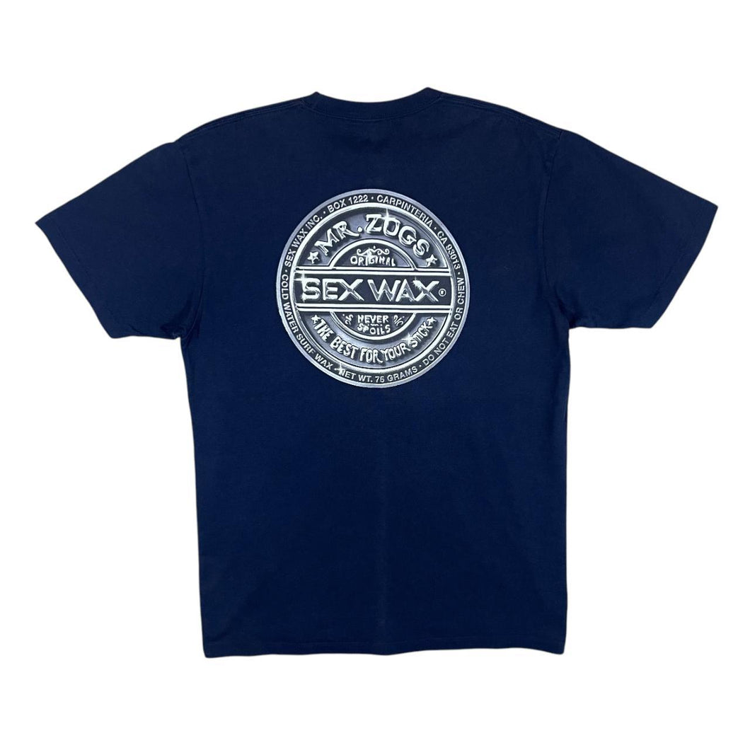 MR. ZOG'S WAX Surfer Skater Classic Logo Graphic Navy Blue Short Sleeve T-Shirt