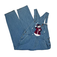 Load image into Gallery viewer, Vintage 90’s CHRISTOPHER &amp; BANKS Embroidered Snowman Christmas Festival Denim Dungarees
