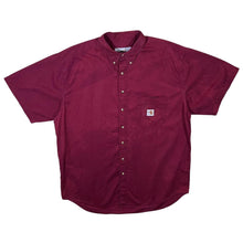 Load image into Gallery viewer, Vintage Carhartt FR Classic Burgundy Short Sleeve Cotton Button-Up Shirt
