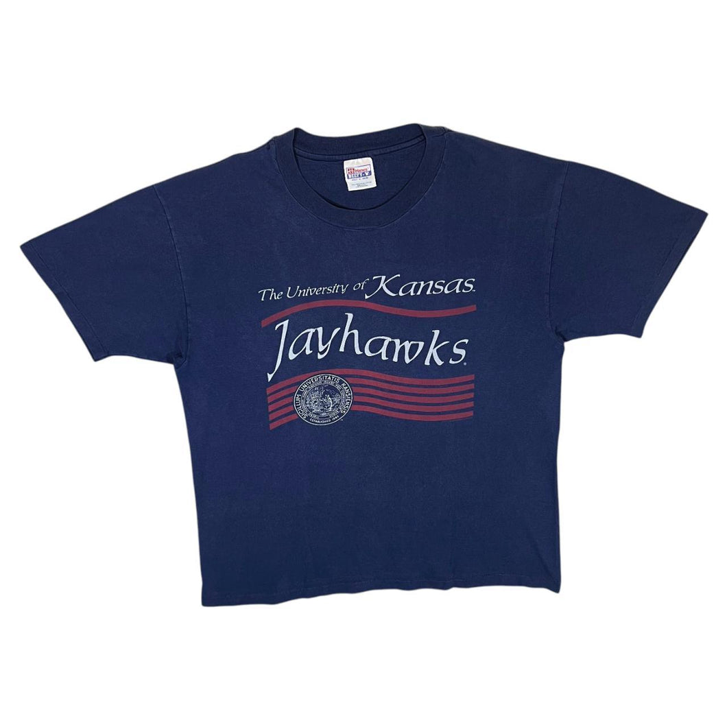 Vintage 90's Hanes KANSAS JAYHAWKS University Souvenir Graphic Single Stitch T-Shirt