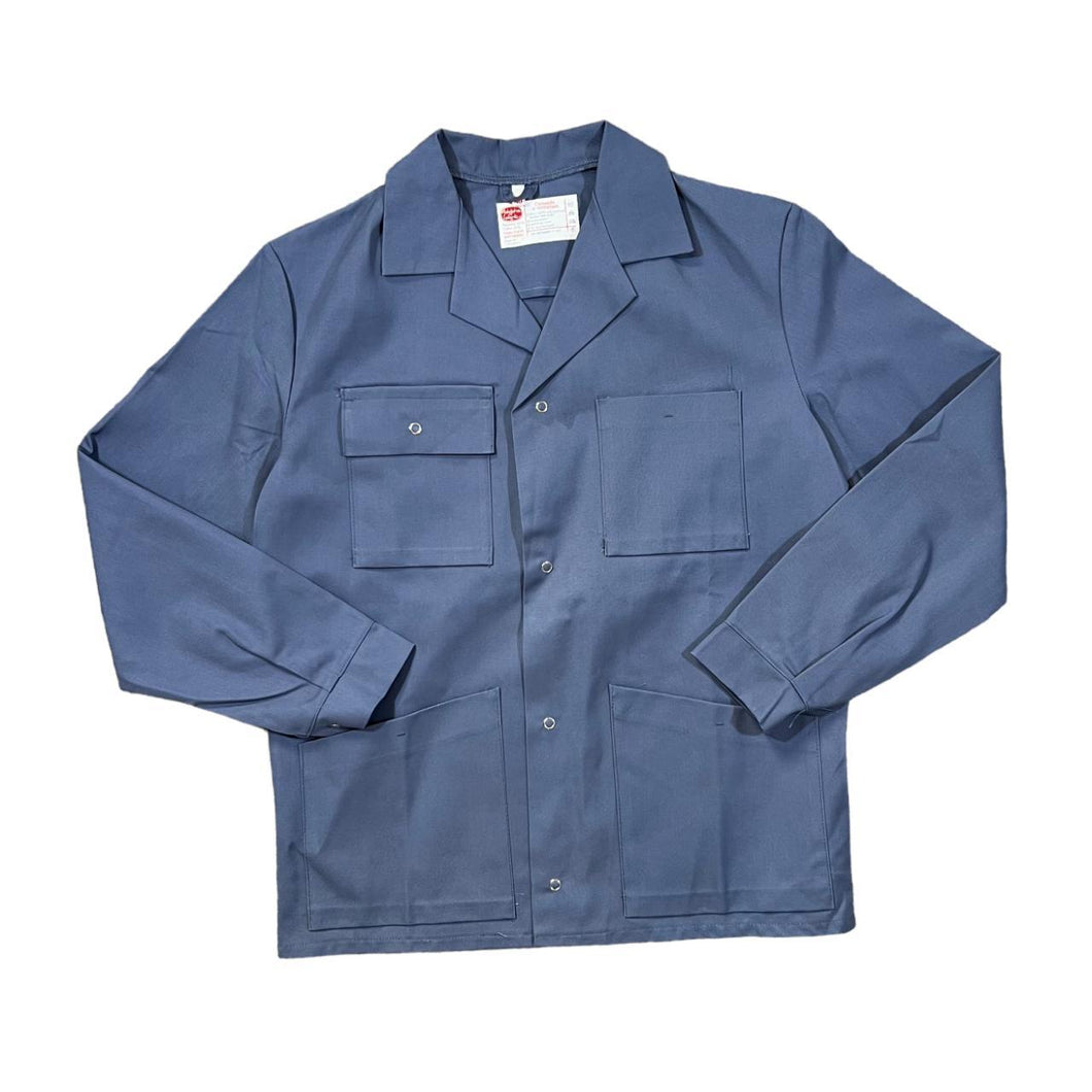 ADOLPH LAFONT Classic Blue French Worker Chore Jacket Over Shirt