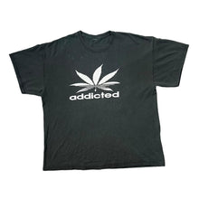 Load image into Gallery viewer, Vintage ADDICTED Parody Novelty Weed Spellout Graphic Faded Black T-Shirt
