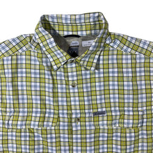 Load image into Gallery viewer, Columbia Sportswear Titanium Yellow White Check Utility Outdoor Short Sleeve Shirt
