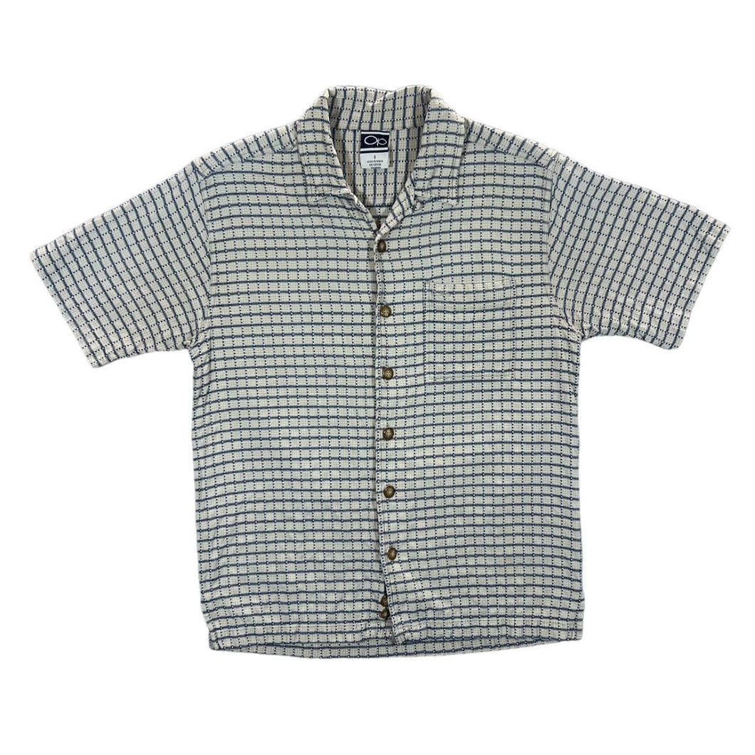 Early 00's OCEAN PACIFIC Skater Surfer Check Short Sleeve Open Collar Shirt