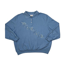 Load image into Gallery viewer, Vintage ALFRED DUNNER Embroidered Sequin Floral Flower Collared Sweatshirt
