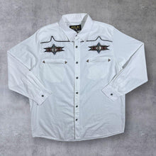 Load image into Gallery viewer, Early 00&#39;s Atlas For Men Cowboy Western Embroidered Native White Long Sleeve Cotton Shirt
