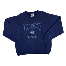 Load image into Gallery viewer, Vintage 90's Lee NCAA TAR HEELS North Carolina College Embroidered Navy Sweatshirt
