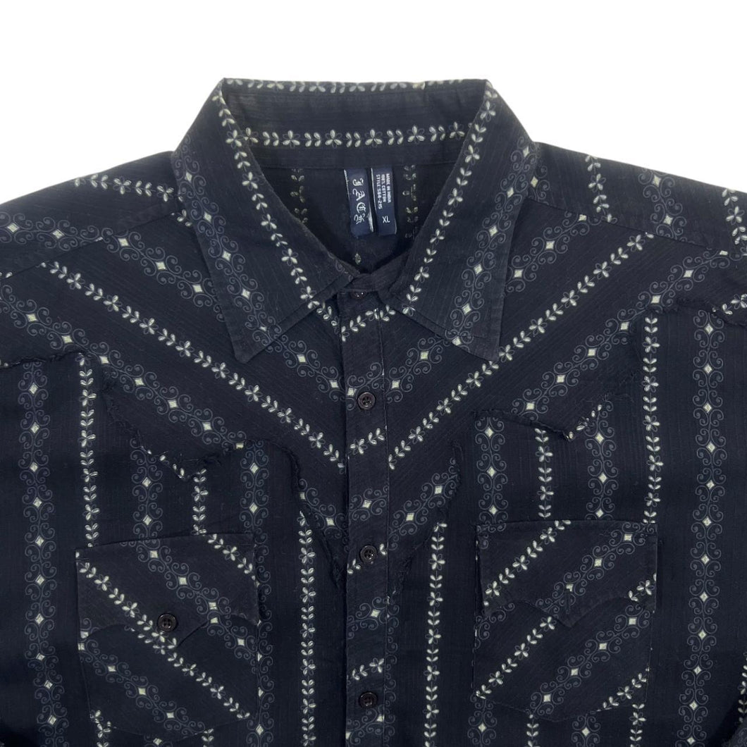Vintage JACK Made In India Patterned Cowboy Western Cotton Long Sleeve Shirt