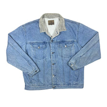 Load image into Gallery viewer, Vintage 90&#39;s REDHEAD Corduroy Cord Collared Blue Denim Distressed Trucker Jacket
