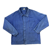 Load image into Gallery viewer, Vintage 90&#39;s Classic French Workwear Chore Faded Blue Cotton Distressed Jacket
