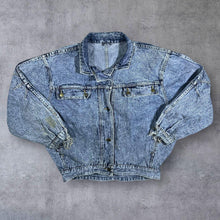 Load image into Gallery viewer, Vintage 90&#39;s Young C&amp;A Acid Wash Blue Denim Distressed Trucker Jacket
