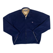 Load image into Gallery viewer, Early 00&#39;s MAINE New England Mini Logo Navy Blue Fleece Bomber Jacket
