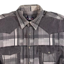 Load image into Gallery viewer, Vintage Elivya Sportswear Grey White Check Western Style Cotton Linen Long Sleeve Shirt
