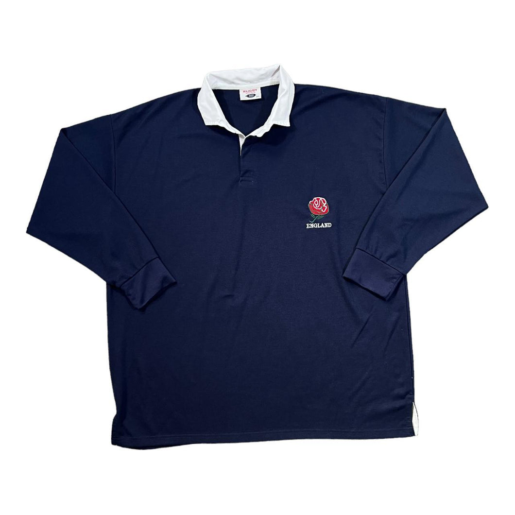 Early 00's Rugby Sports ENGLAND RUGBY Embroidered Patch Logo Long Sleeve Rugby Polo Shirt