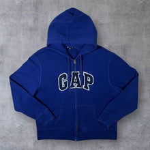 Load image into Gallery viewer, GAP Classic Embroidered Chenille Spellout Blue Zip Hoodie
