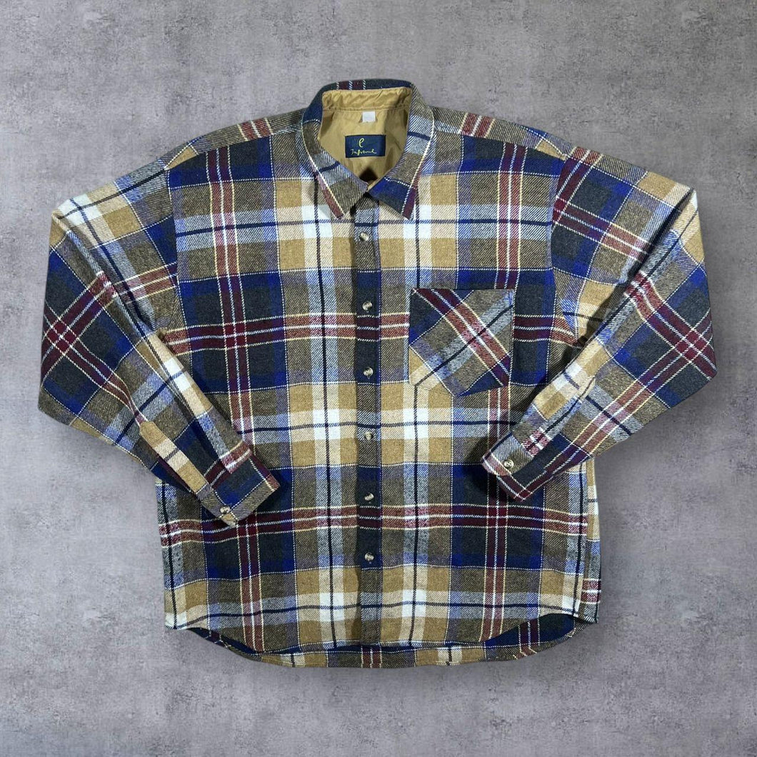 Vintage One Way Lumberjack Plaid Check Long Sleeve Flannel Shirt