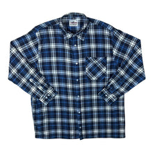 Load image into Gallery viewer, Vintage Canada Forest Navy White Blue Plaid Check Long Sleeve Flannel Shirt
